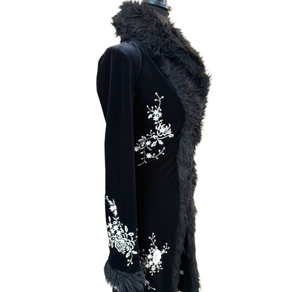 White House Black Market Black Coat with White Embroidery - Picture 8 of 10
